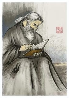 The elder praying